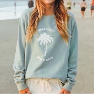 NWOT Beach Riot Palm Tree Blue Oversized Crewneck Sweatshirt, Sz S